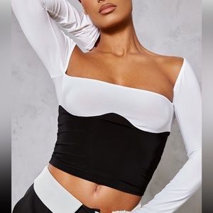 Black contrast bust long sleeve top